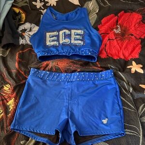 Varsity Blue ECE Cheer Set with Rhinestone Detail